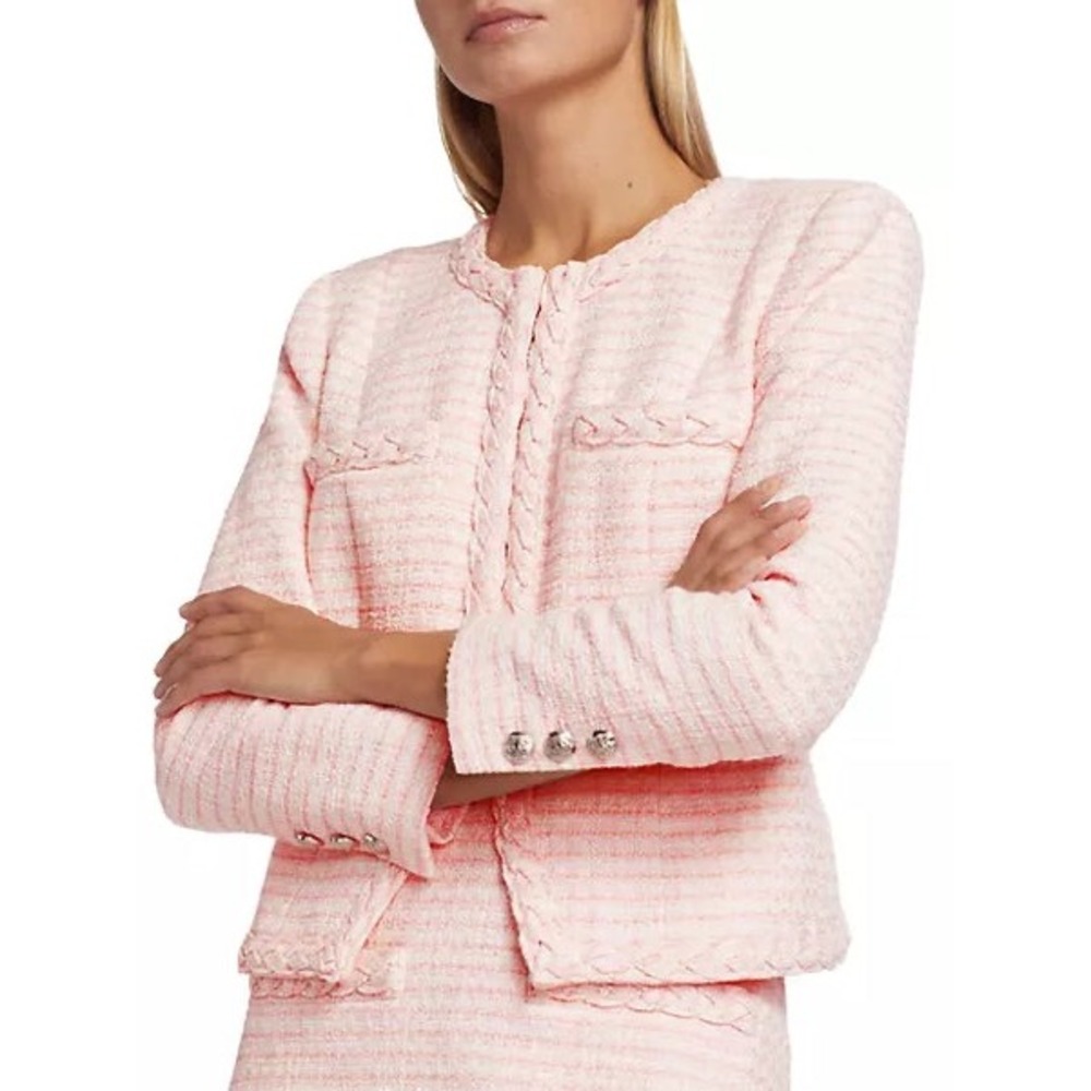 Veronica Beard Bryne Tweed Jacket in Light Pink New Without Tags Size 4 Blazer - Picture 6 of 12